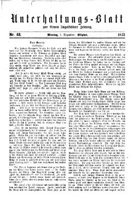 Neue Ingolstädter Zeitung. Unterhaltungs-Blatt zur "Neuen Ingolstädter Zeitung" (Neue Ingolstädter Zeitung) Montag 1. Dezember 1873