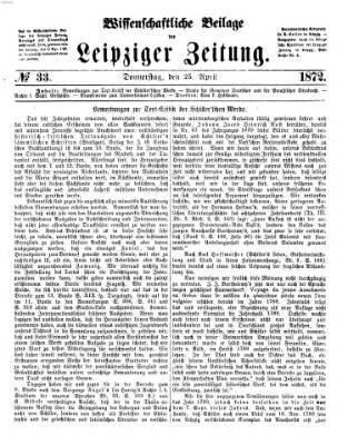 Leipziger Zeitung. Wissenschaftliche Beilage (Leipziger Zeitung) Donnerstag 25. April 1872