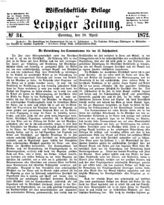 Leipziger Zeitung. Wissenschaftliche Beilage (Leipziger Zeitung) Sonntag 28. April 1872