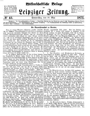 Leipziger Zeitung. Wissenschaftliche Beilage (Leipziger Zeitung) Donnerstag 30. Mai 1872