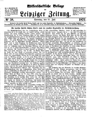 Leipziger Zeitung. Wissenschaftliche Beilage (Leipziger Zeitung) Sonntag 21. Juli 1872