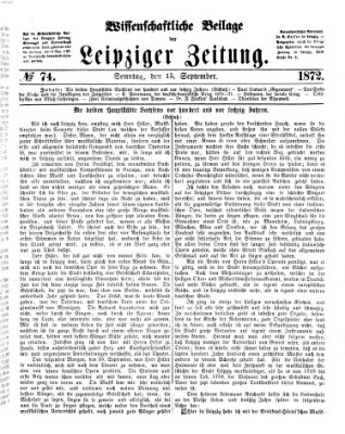 Leipziger Zeitung. Wissenschaftliche Beilage (Leipziger Zeitung) Sonntag 15. September 1872