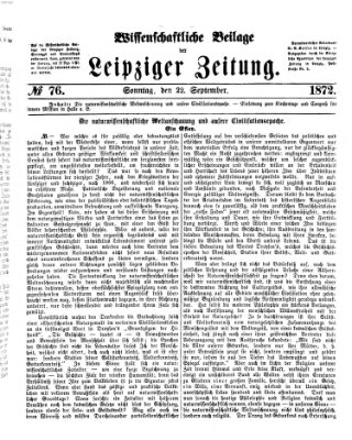 Leipziger Zeitung. Wissenschaftliche Beilage (Leipziger Zeitung) Sonntag 22. September 1872