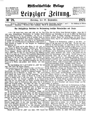 Leipziger Zeitung. Wissenschaftliche Beilage (Leipziger Zeitung) Sonntag 29. September 1872