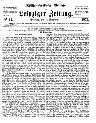 Leipziger Zeitung. Wissenschaftliche Beilage (Leipziger Zeitung) Sonntag 17. November 1872