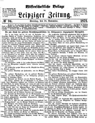 Leipziger Zeitung. Wissenschaftliche Beilage (Leipziger Zeitung) Sonntag 24. November 1872