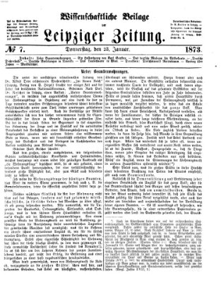 Leipziger Zeitung. Wissenschaftliche Beilage (Leipziger Zeitung) Donnerstag 23. Januar 1873