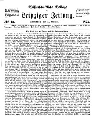 Leipziger Zeitung. Wissenschaftliche Beilage (Leipziger Zeitung) Donnerstag 20. Februar 1873