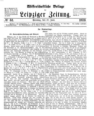 Leipziger Zeitung. Wissenschaftliche Beilage (Leipziger Zeitung) Sonntag 29. Juni 1873