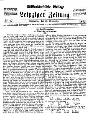 Leipziger Zeitung. Wissenschaftliche Beilage (Leipziger Zeitung) Donnerstag 25. September 1873