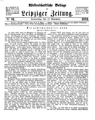 Leipziger Zeitung. Wissenschaftliche Beilage (Leipziger Zeitung) Donnerstag 13. November 1873