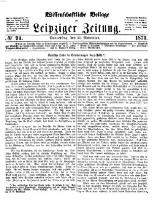 Leipziger Zeitung. Wissenschaftliche Beilage (Leipziger Zeitung) Donnerstag 20. November 1873