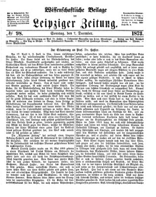 Leipziger Zeitung. Wissenschaftliche Beilage (Leipziger Zeitung) Sonntag 7. Dezember 1873