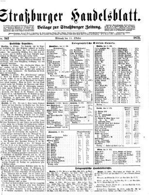 Straßburger Handelsblatt Mittwoch 15. Oktober 1873