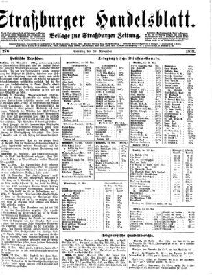 Straßburger Handelsblatt Sonntag 23. November 1873