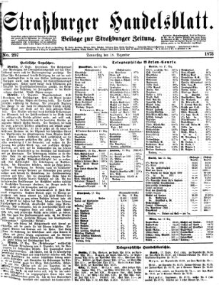 Straßburger Handelsblatt Donnerstag 18. Dezember 1873