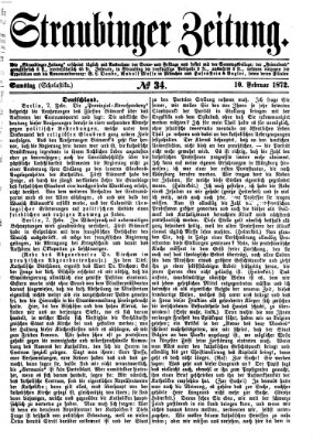 Straubinger Zeitung Samstag 10. Februar 1872