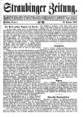 Straubinger Zeitung Dienstag 13. Februar 1872