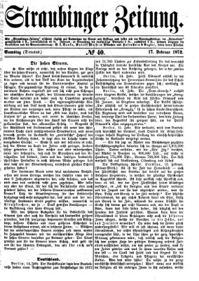 Straubinger Zeitung Samstag 17. Februar 1872