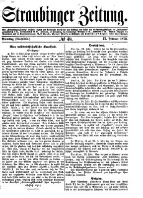 Straubinger Zeitung Dienstag 27. Februar 1872