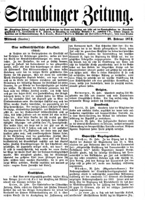 Straubinger Zeitung Mittwoch 28. Februar 1872