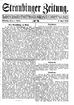 Straubinger Zeitung Dienstag 2. April 1872