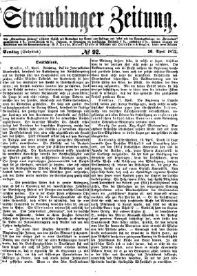 Straubinger Zeitung Samstag 20. April 1872