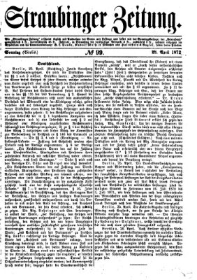 Straubinger Zeitung Sonntag 28. April 1872