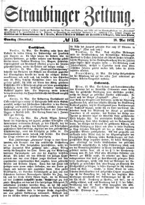 Straubinger Zeitung Samstag 18. Mai 1872