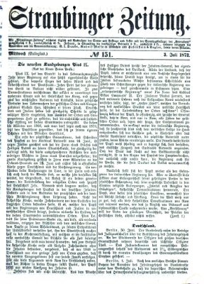 Straubinger Zeitung Mittwoch 3. Juli 1872