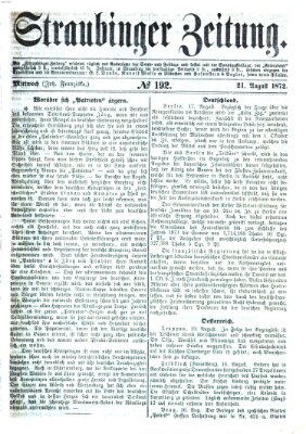 Straubinger Zeitung Mittwoch 21. August 1872