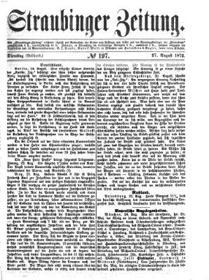 Straubinger Zeitung Dienstag 27. August 1872