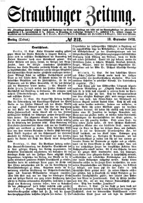 Straubinger Zeitung Freitag 13. September 1872