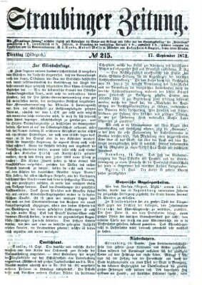 Straubinger Zeitung Dienstag 17. September 1872