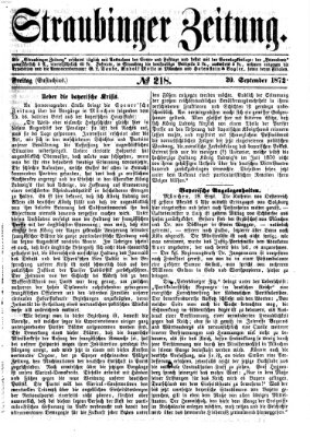 Straubinger Zeitung Freitag 20. September 1872