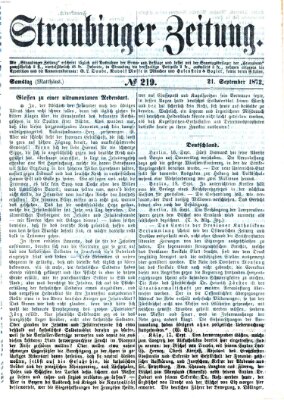 Straubinger Zeitung Samstag 21. September 1872