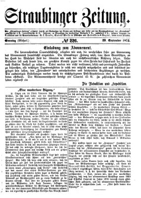 Straubinger Zeitung Sonntag 29. September 1872