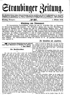 Straubinger Zeitung Dienstag 1. Oktober 1872