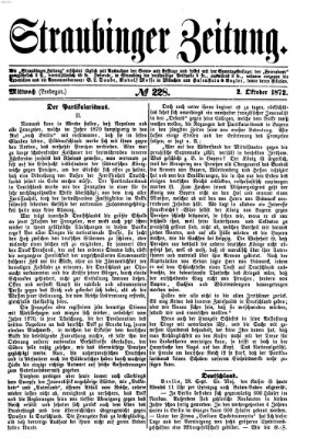 Straubinger Zeitung Mittwoch 2. Oktober 1872