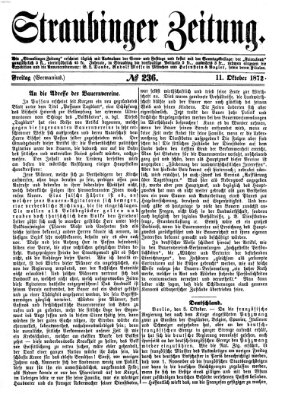 Straubinger Zeitung Freitag 11. Oktober 1872