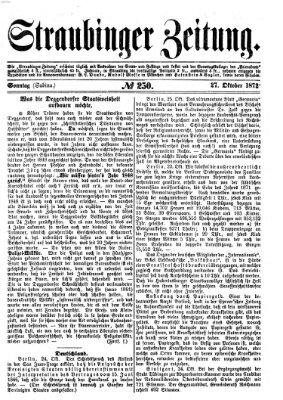 Straubinger Zeitung Sonntag 27. Oktober 1872