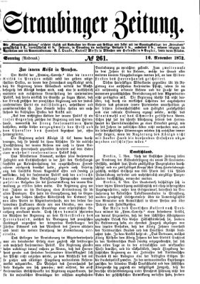 Straubinger Zeitung Sonntag 10. November 1872