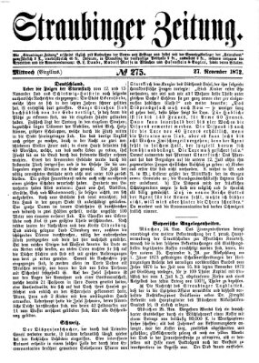 Straubinger Zeitung Mittwoch 27. November 1872