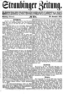 Straubinger Zeitung Samstag 30. November 1872