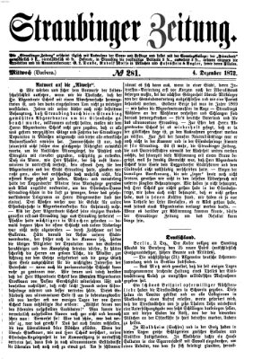 Straubinger Zeitung Mittwoch 4. Dezember 1872