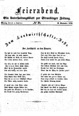 Feierabend (Straubinger Zeitung) Montag 16. September 1872