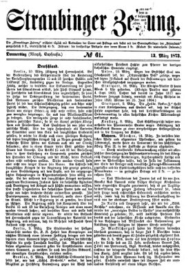 Straubinger Zeitung Donnerstag 13. März 1873