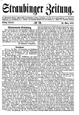 Straubinger Zeitung Freitag 28. März 1873