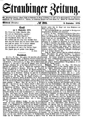 Straubinger Zeitung Mittwoch 3. September 1873