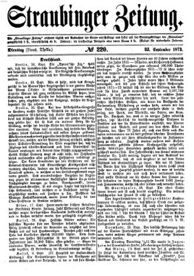 Straubinger Zeitung Dienstag 23. September 1873